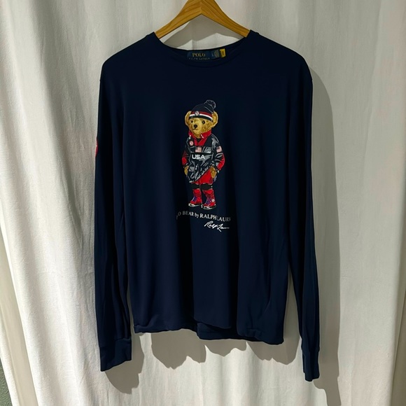Polo Ralph Lauren Limited Ed Team USA Bear Stadium Olympic Tee Shirt Sweater - Picture 1 of 8